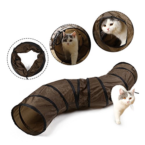 PAWZ Road キャットトンネル 猫 トンネル プレイトンネル トンネル 直径30CM 猫玩具 猫おもちゃ S型 中大型猫使え ブラウン