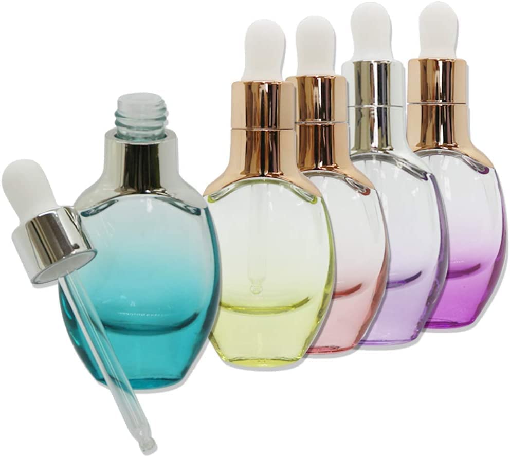 HUBIWUIS かわいい エッセンシャルボトル スポイト式 5本セット ガラス製 カラフル オイル 化粧品 オイル (Iridescent30ml)