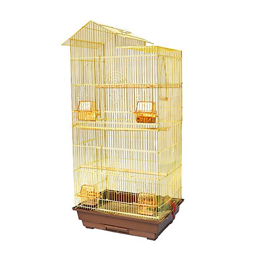 Aeon hum 鳥かご 鳥ケージ 大型 豪華ケージ 3段階 大きい インコ オウムケージ オカメ セキセイ ボタン コガネメキシコ コザクラ マメルリハ ウロコ アキクサ 100x36x46 (ゴールド)