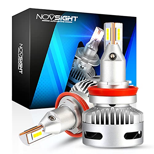 NOVSIGHT H11 LEDヘッドライト プロジェクター専用 車検対応 H8/H9/H16兼用LEDバルブ 高輝度LEDチップ搭載 冷却ファン内蔵 静音 6500K ホワイト 爆光 12000LM DC9-22V車用LEDランプ 2個セット