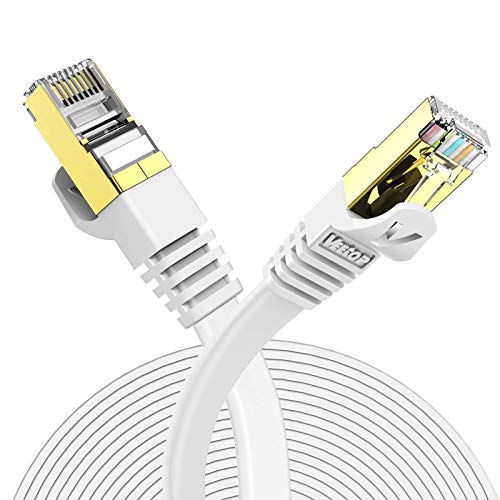 0.5m Veetop CAT7 LANケーブル カテゴリー7 フラット 高速 10Gbps 750MHz STP 金メッキコネクタ RJ45 二重シールド 爪折れ防止 ADSL回線 光回線 有線ランケーブル wi-fiケーブル パソコン モデム ルーター ラップトップ プリンター PS3 PS4 PS5 Xbox等に対応らんけーぶる