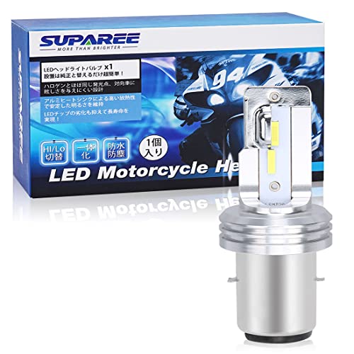 SUPAREE BA20D H4BS バイク用LEDヘッドライト HI/LO切替 ファンレス 車検対応 LEDバルブ AC＆DC兼用 CSP1860チップ搭載 18W 6500k ホワイト 無極性 1個入り