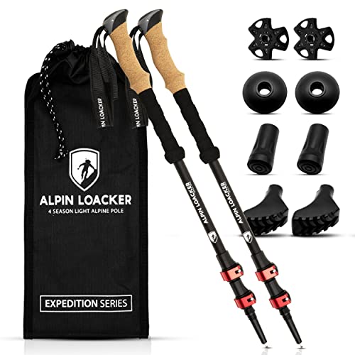 Alpin Loacker ヨーロッパ発 トレッキングポール 登山 ストック 杖 軽量 アルミ製 レッド