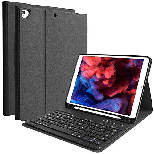 COO iPad 第9/8/7世代 キーボード ケース 10.2インチ [2021/2020/2019] [ペンシルホルダー付き] Bluetooth キーボードカバー 脱着式 多角度調整 傷つけ防止 耐久性 [ iPad 9/8/7/iPad 10.2/Air3/Pro 10.5と一緒に使用可能] (ブラック)