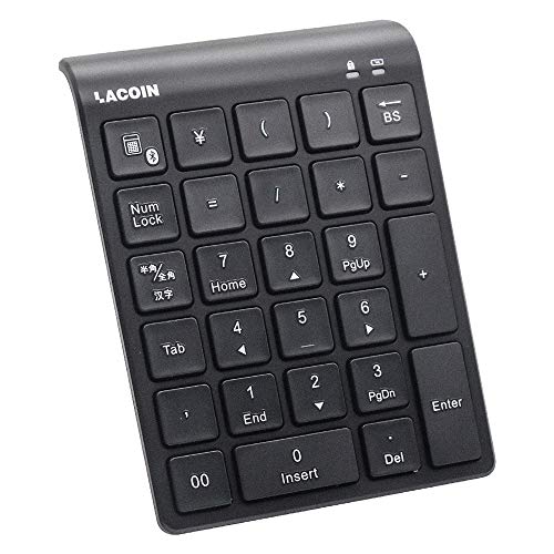 Bluetooth 5.0 テンキーLACOIN 第二世代 数字キーパッド ワイヤレス 27キー無線キーボード 多機能 持ち運び PC/デスクトップ/ノートブック Windows に対応 テンキー