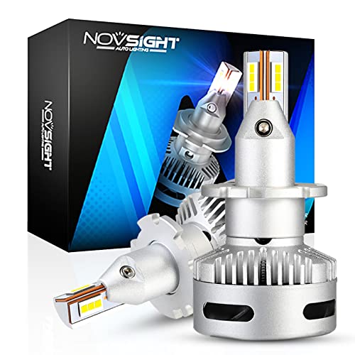 NOVSIGHT D2/D4 S/R LEDヘッドライト プロジェクター専用 車検対応 LEDバルブ 高輝度LEDチップ搭載 冷却ファン内蔵 静音 6500K ホワイト 爆光 12000LM DC9-22V車用LEDランプ 2個セット