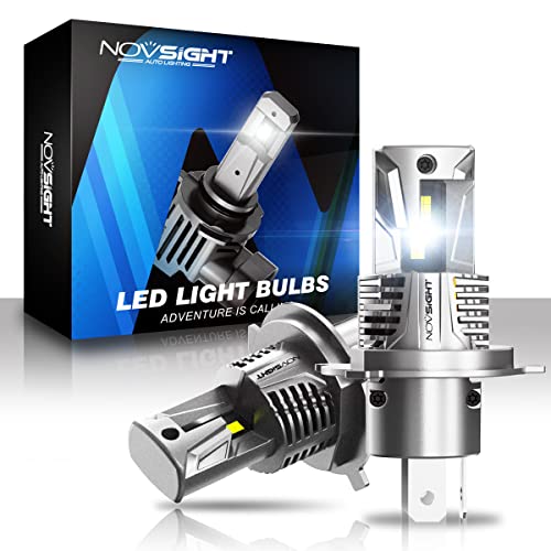 NOVSIGHT H4 LEDヘッドライト Hi/Lo切替 新車検対応 一体型 ledバルブ 車/バイク用 DC9-32V 高輝度 15000LM 6500K ホワイト 無極性 切れのいいカットライン LEDチップ搭載 2個入り