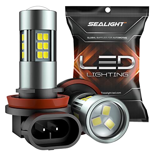 SEALIGHT フォグランプ LED フォグ H8 H11 H16 バルブ ホワイト 7000LM 12V 27連チップ搭載 6000K 50000時間以上寿命 DC12V対応 2個セット F1シリーズ (F1-LED-H11)