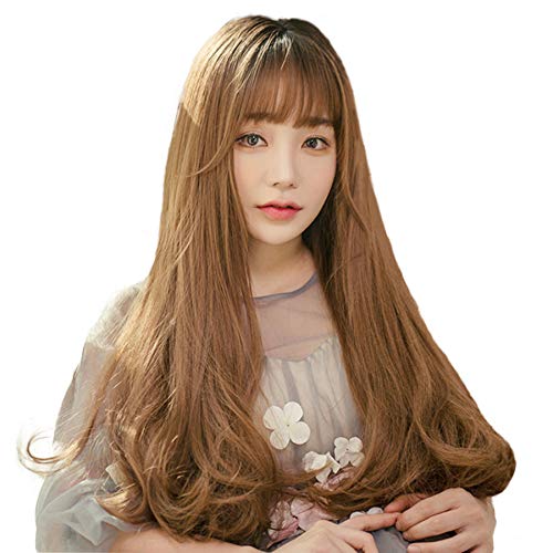 Limakaraウィッグ レディース ロング ストレート グラデーション 原宿 ロリータ かつら フルウィッグ wig ゆるふわ 女装 自然 耐熱 人気 ファッション 小顔効果 ネット/櫛付き(ブラック＆ハニーブラウン)