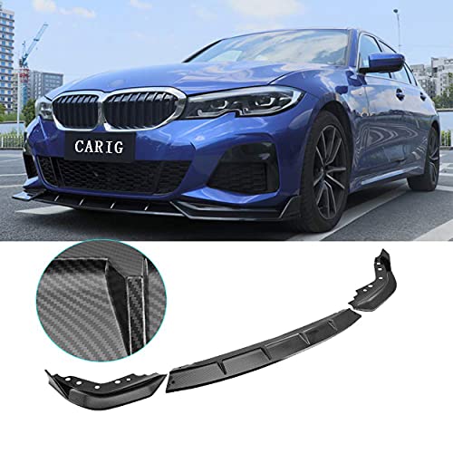 CARIG フロントリップ BMW 2019 2020 2021 2022 3シリーズ G20 G28 M スポーツ専用 3分割り カーボン調塗装済み フロントスポイラー カーアクセサリー 外装パーツ