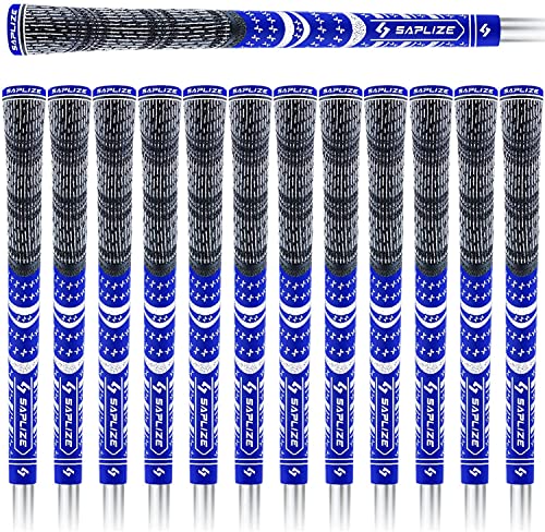 【13本セット】SAPLIZE セープライズ ゴルフグリップ ハーフコード・ラバー 多色 ミッドサイズ・スタンダード 滑り止め 青*13本 スタンダード