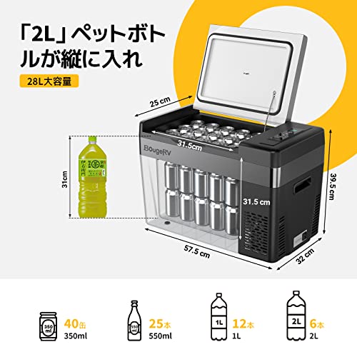 BougeRV 車載用冷蔵庫 28L -22℃～10℃ コンプレッサー式 DC12V/24V 急速冷凍 省エネ 45W ポータブル冷蔵庫 家庭用 車載用  冷蔵冷凍庫 車中泊 キャンプ 釣り アウトドア 買い物 災害時に大活躍_銘哲商事株式会社_中国仕入王